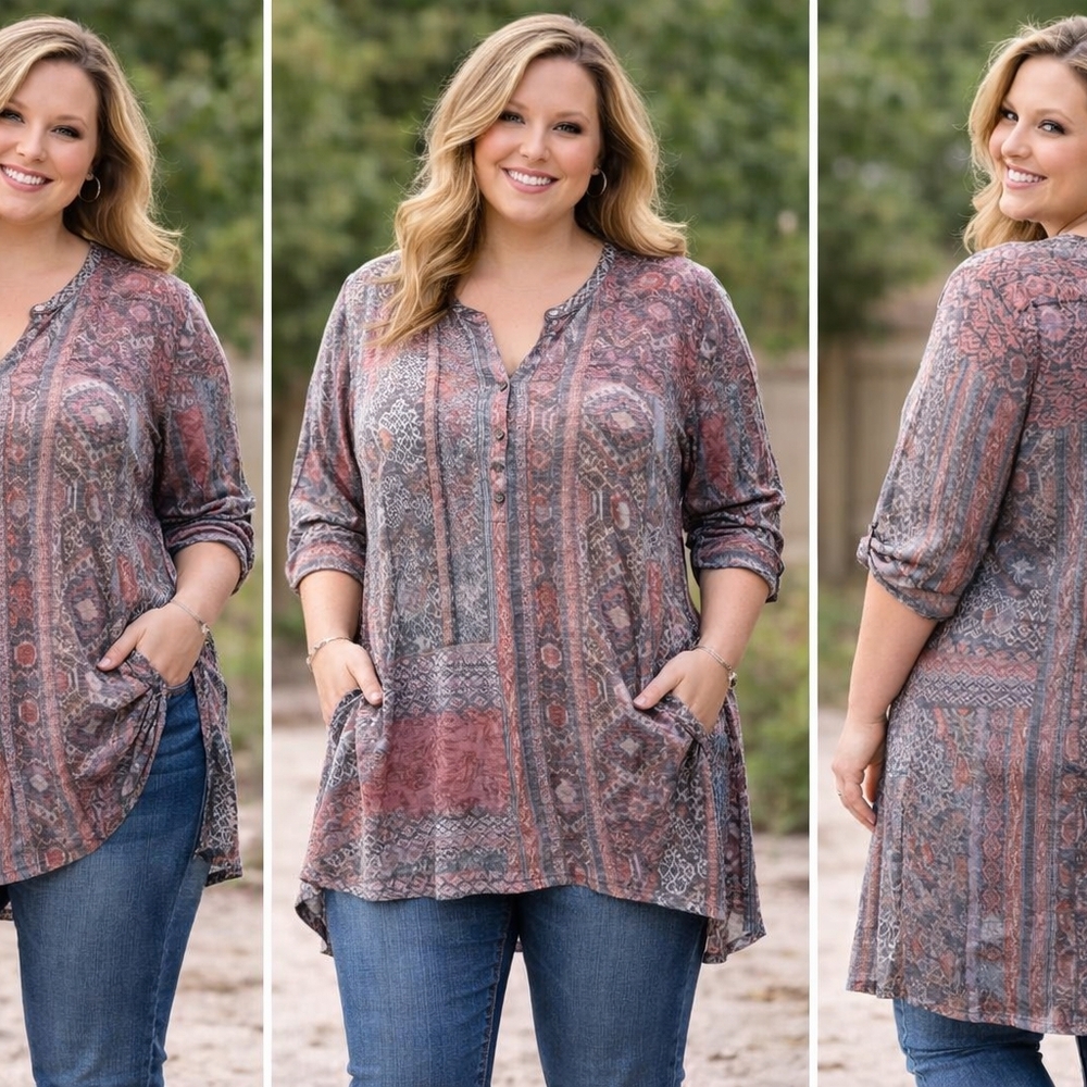 Style & Co. Multicolor Patterned Top
